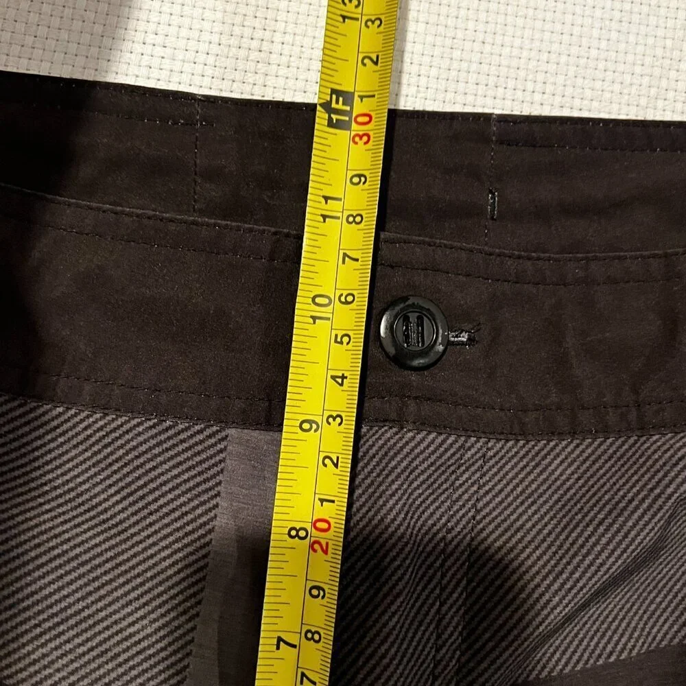 Prana Mens Board Shorts Charcoal Black‎ Plaid Recycled Stretch Swim Trunks 33